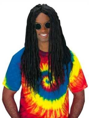 Island Dreads Adult Costume Wig Long Black Rasta Reggae Hippie
